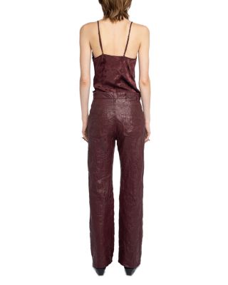 Evy Crinkled Leather Flared Pants