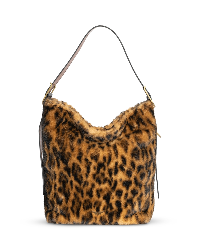 Zadig & Voltaire Jane X-large Leo Faux Fur Hobo Bag In Brown