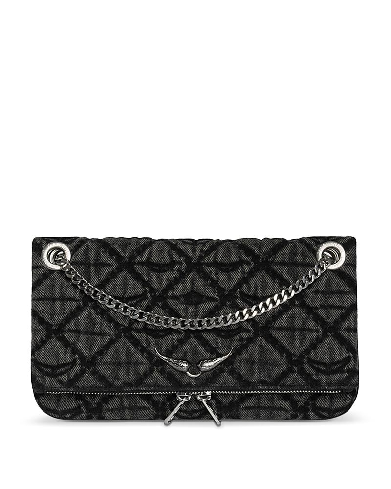 Zadig & Voltaire Rock Ii Diamond Quilted Monogram Denim Crossbody Bag