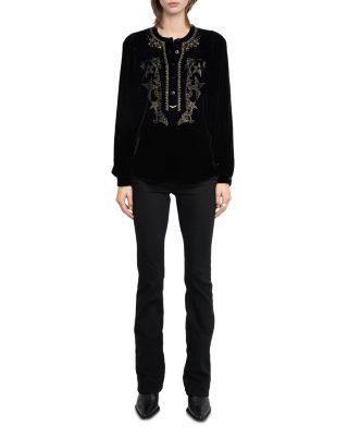 Tigy Embroidered Velvet Top