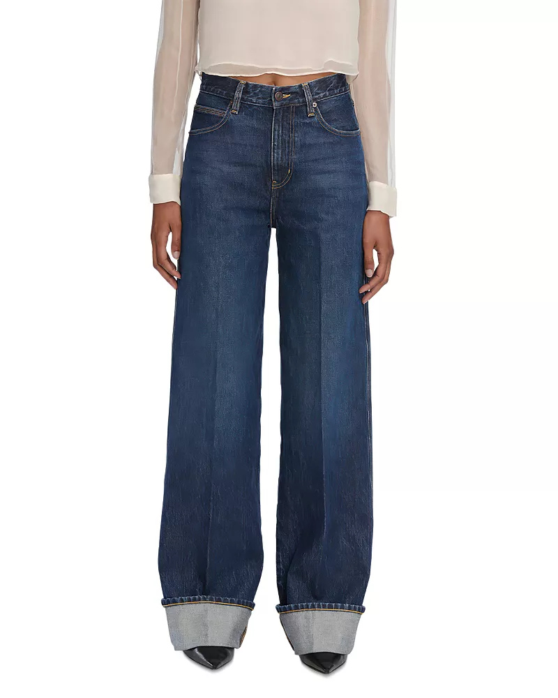 Frame The Cuffed Wide Leg Jeans in Spencer