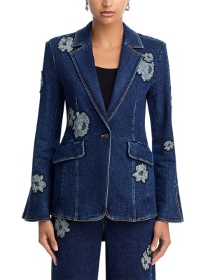 Milly Denim Appliqu&amp;eacute; Blazer