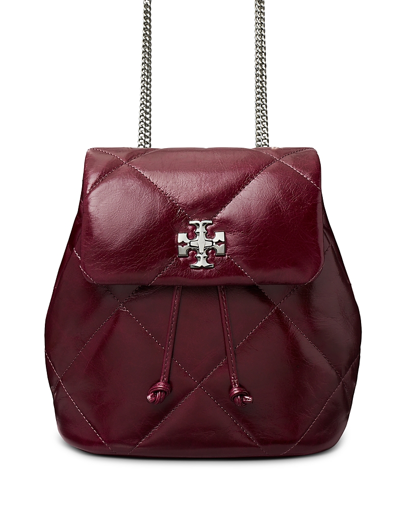 Tory Burch Kira Distressed Diamond Quilted Leather Backpack In Red