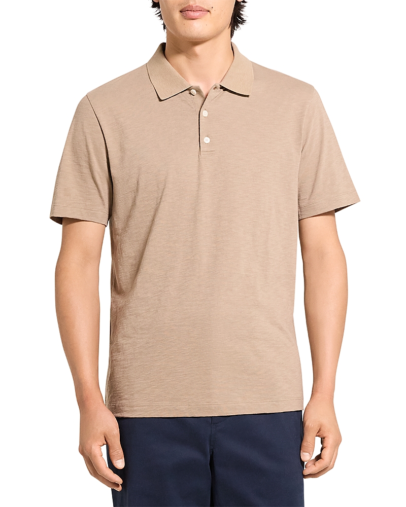 Theory Bron Polo In Cosmos Slub Cotton In Nude