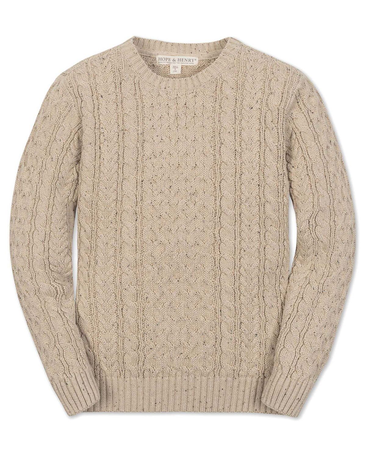 Hope & Henry Boys' Organic Long Sleeve Fisherman Cable Pullover Sweater - Little Kid, Big Kid