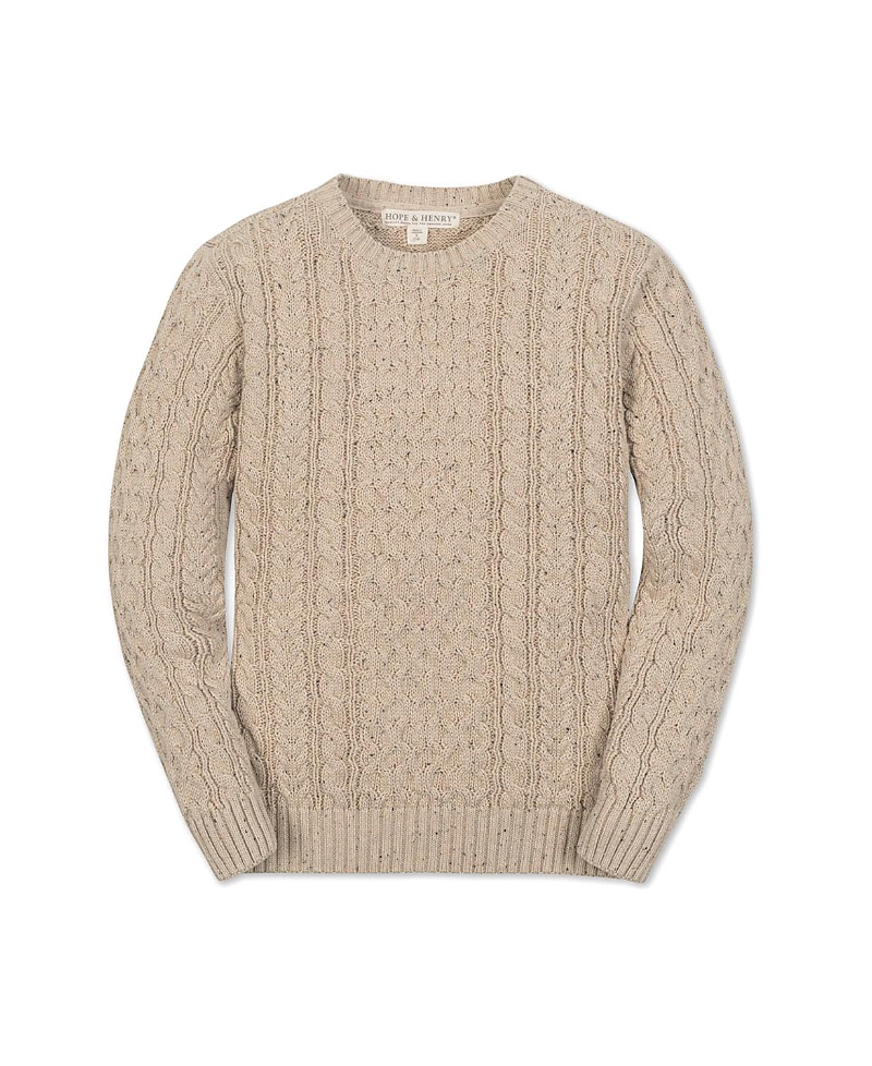 Hope & Henry Kids' Organic Long Sleeve Fisherman Cable Pullover Sweater In Neutral