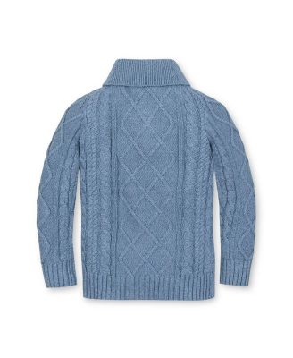  Organic Long Sleeve Shawl Collar Cable Sweater - Big Kid