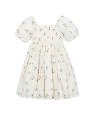  Girls' Organic Bubble Sleeve Smocked Dress - Little Kid, Big Kid