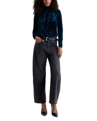 Hattie High Rise Crystal Embellished Barrel Jeans in Star Light