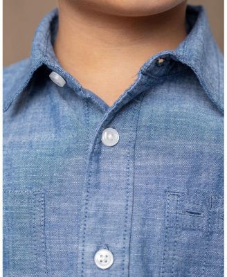 Boys&#39; Organic Long Sleeve Chambray Button Down Shirt - Baby, Little Kid, Big Kid