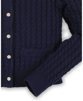 Girls&#39; Organic Long Sleeve Classic Cable Cardigan Sweater - Baby, Little Kid, Big Kid