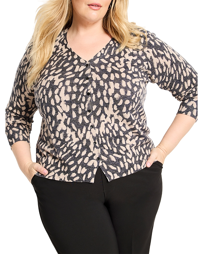 Nic+zoe Plus Wild Dot Buttoned Up Pullover Sweater In Multi