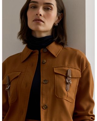 Buckle Trim Serge Cropped Jacket