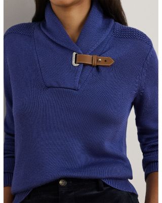 Buckle Trim Cotton Blend Sweater