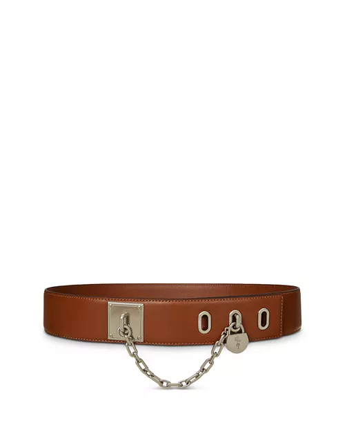 Lauren Ralph Lauren Leather Chain Padlock Wide Belt