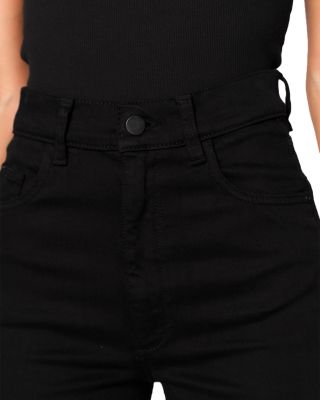 Hepburn High Rise Ankle Wide Leg Jeans in Jet Black