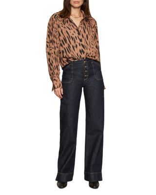 Ekara High Rise Slim Wide Leg Jeans in Indigo Dark Rinse Wash