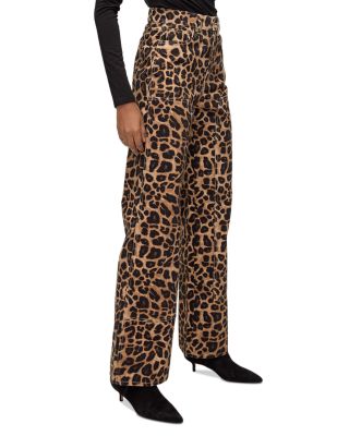 Taylor High Rise Wide Leg Jeans in Washed Leopard