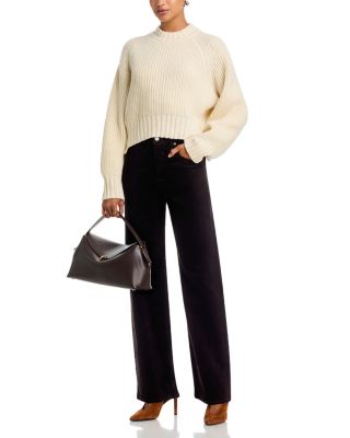 Wool-Blend Crewneck Cropped Sweater 
