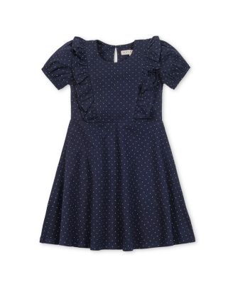  Girls&#39; Organic Short Sleeve Knit Ruffle Dress - Little Kid, Big Kid