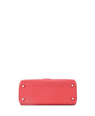 Kelly 28 Handbag Red Clemence with Palladium Hardware