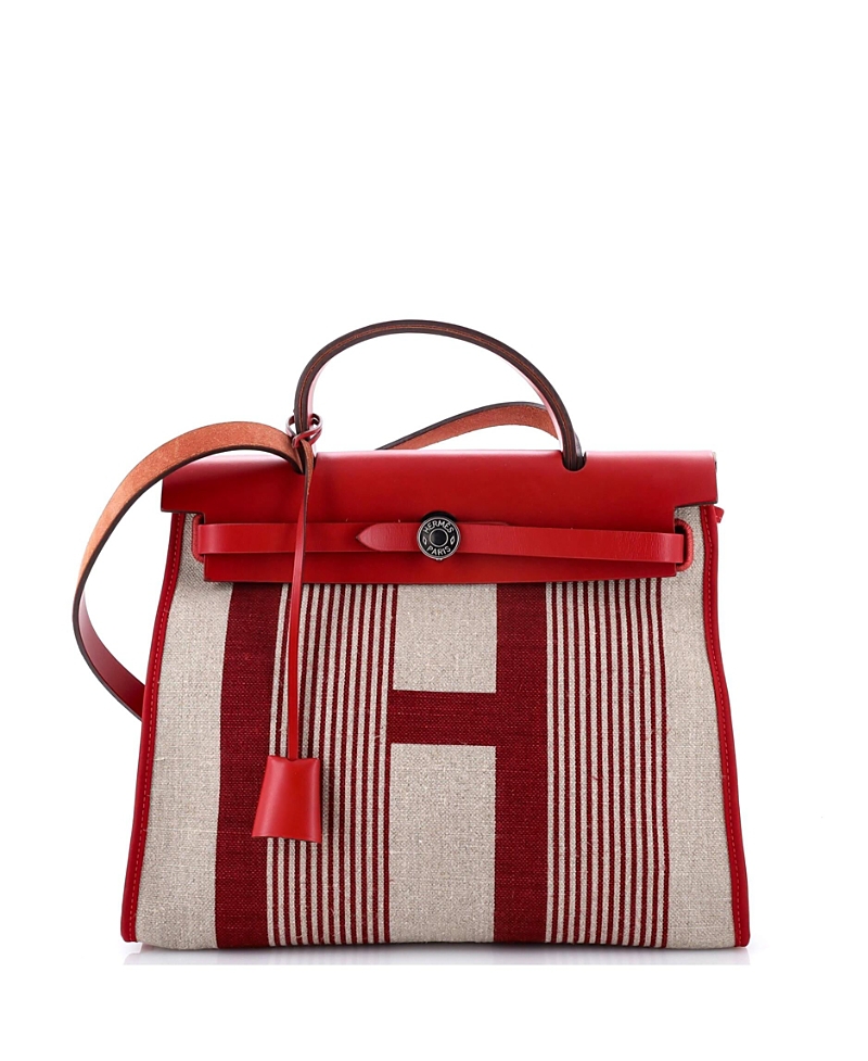 Pre-owned Pre-owned Hermes Hermes 31 Herbag Zip H Vibration Toile And Leather