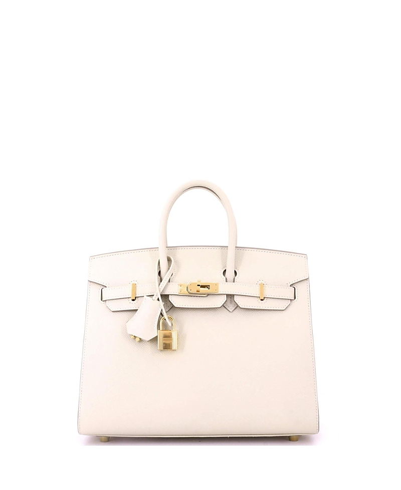 Pre-owned Pre-owned Hermes Hermes Birkin 25 Handbag Light Epsom With Gold Hardware In White