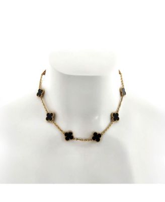Vintage Alhambra 10 Motifs Necklace 18K Gold and Onyx