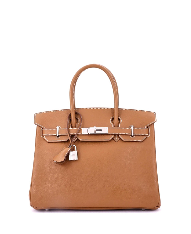 Pre-owned Pre-owned Hermes Hermes Birkin 30 Handbag Brown Epsom With Palladium Hardware In Gold