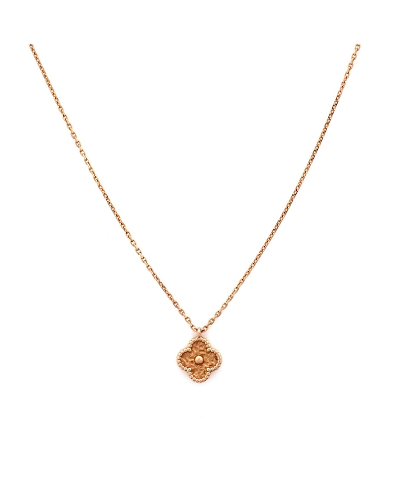 Pre-owned Pre-owned Van Cleef & Arpels Van Cleef & Arpels Sweet Alhambra Pendant Necklace 18k Rose Gold In Pink