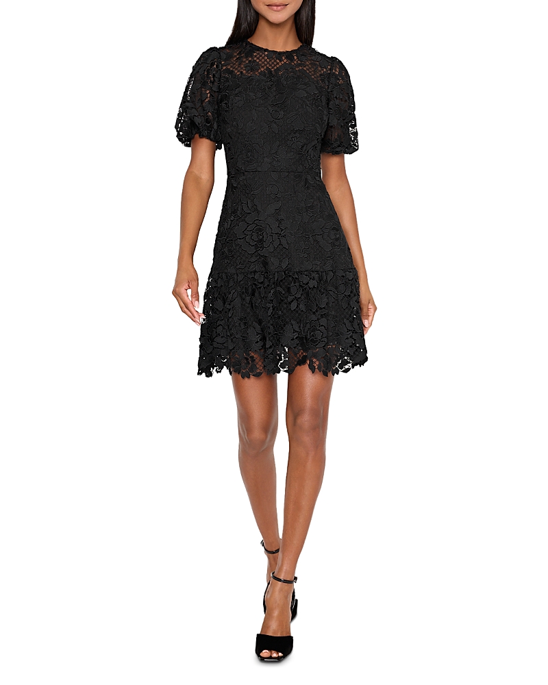 Milly Yasmin Rose Mosaic Lace Dress In Black