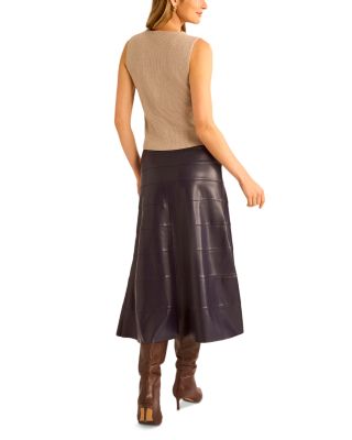Faux Leather Seamed Skirt