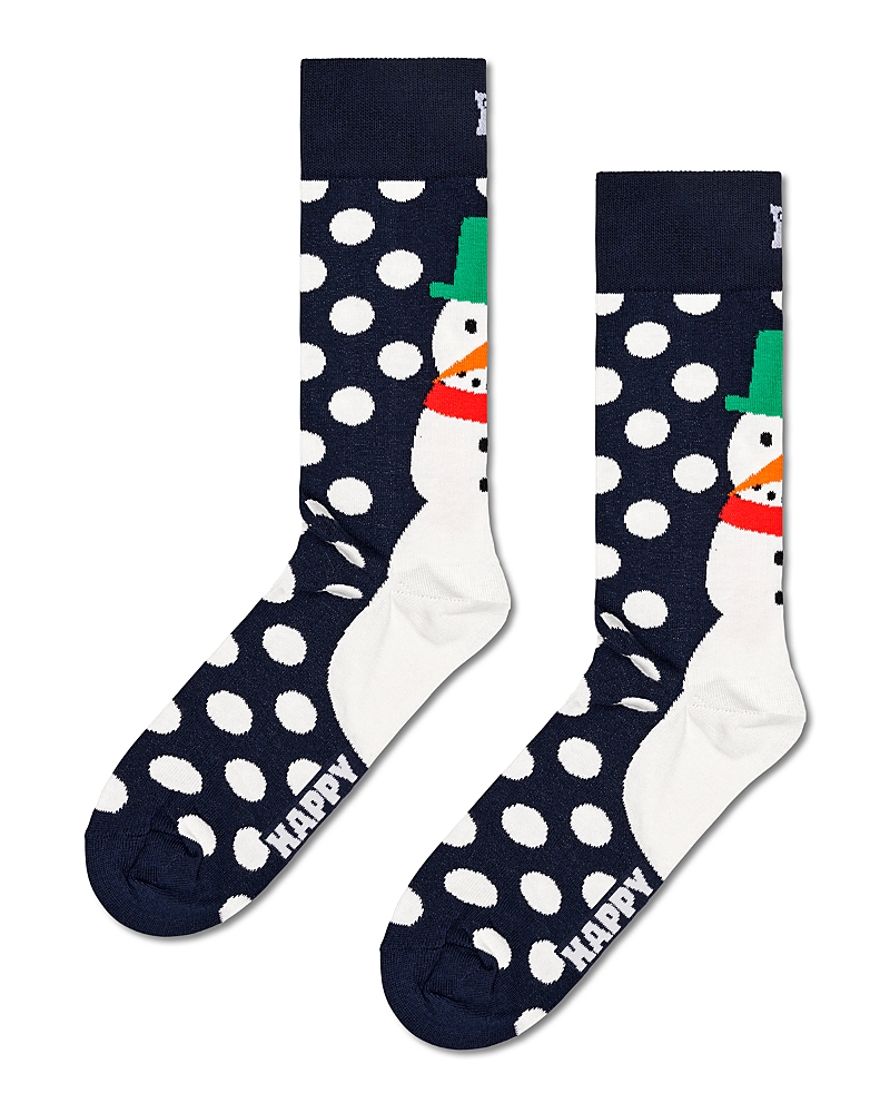Happy Socks Jumbo Snowman Crew Socks In Blue