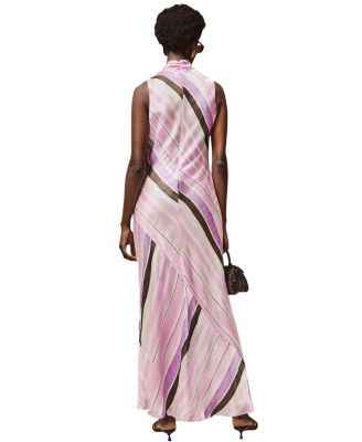 Phoebe Stripe Cowl Neck Satin Dress