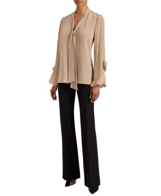 Sienna Long Sleeve Silk Blouse with Neck Tie