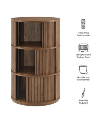  Clement Round Pedestal Stand Storage Table with Sliding Tambour Doors
