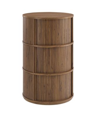  Clement Round Pedestal Stand Storage Table with Sliding Tambour Doors