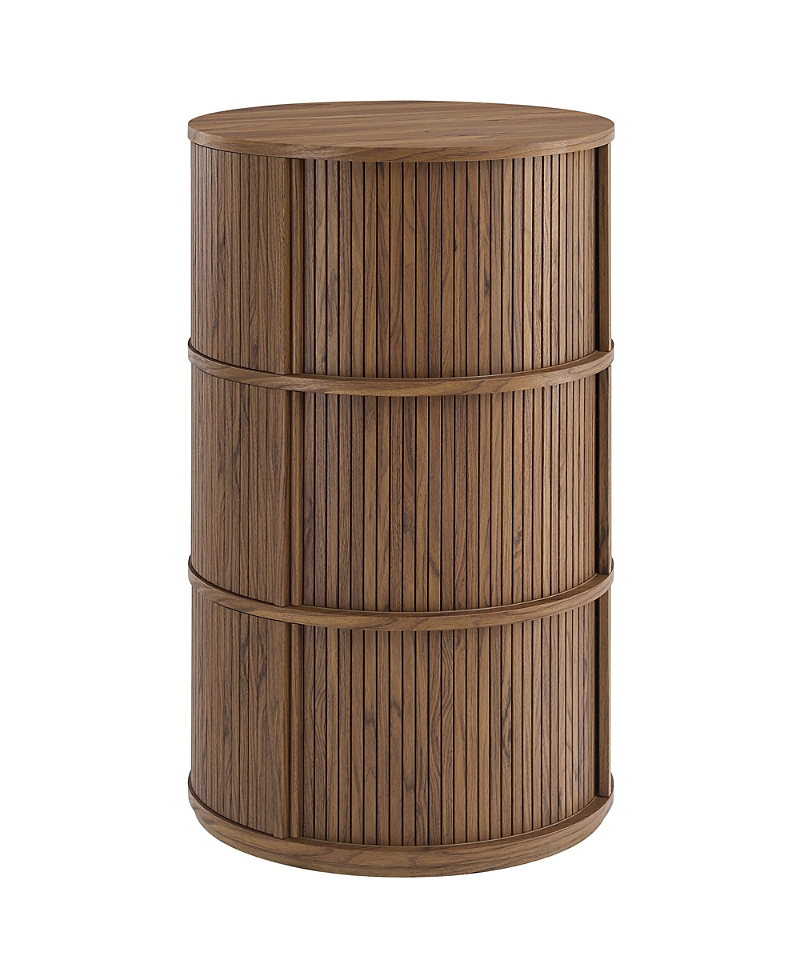 Modway Clement Round Pedestal Stand Storage Table with Sliding Tambour Doors
