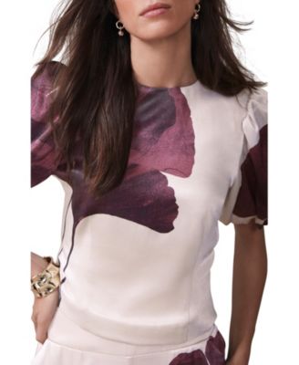  Women's Floral Print Short Sleeve Top