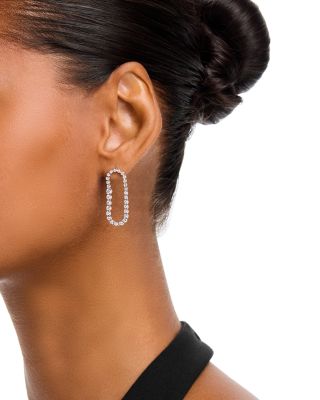 Diamond Open Circle Drop Earrings in 14K White Gold, 1.0 tcw