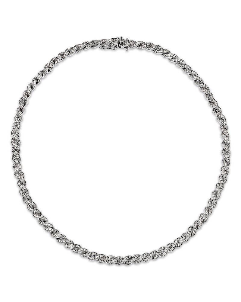 Bloomingdale's Fine Collection Luxe Collection Diamond Micro-pave Channel Tennis Necklace In 14k White Gold, 5.0 Tcw