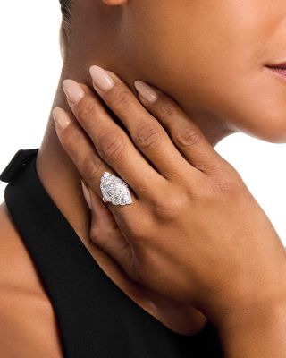 Diamond Round & Baguette Fan Ring in 14K White Gold, 1.50 tcw