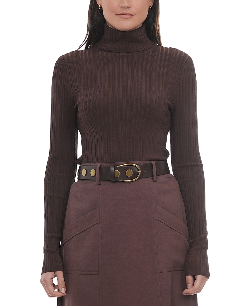 Point Turtleneck Top In Brown