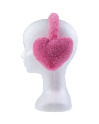 Girls' Oversized Heart Faux Fur Earmuffs with Adjustable Faux Fur Halo & Gloves Set - Big Kid