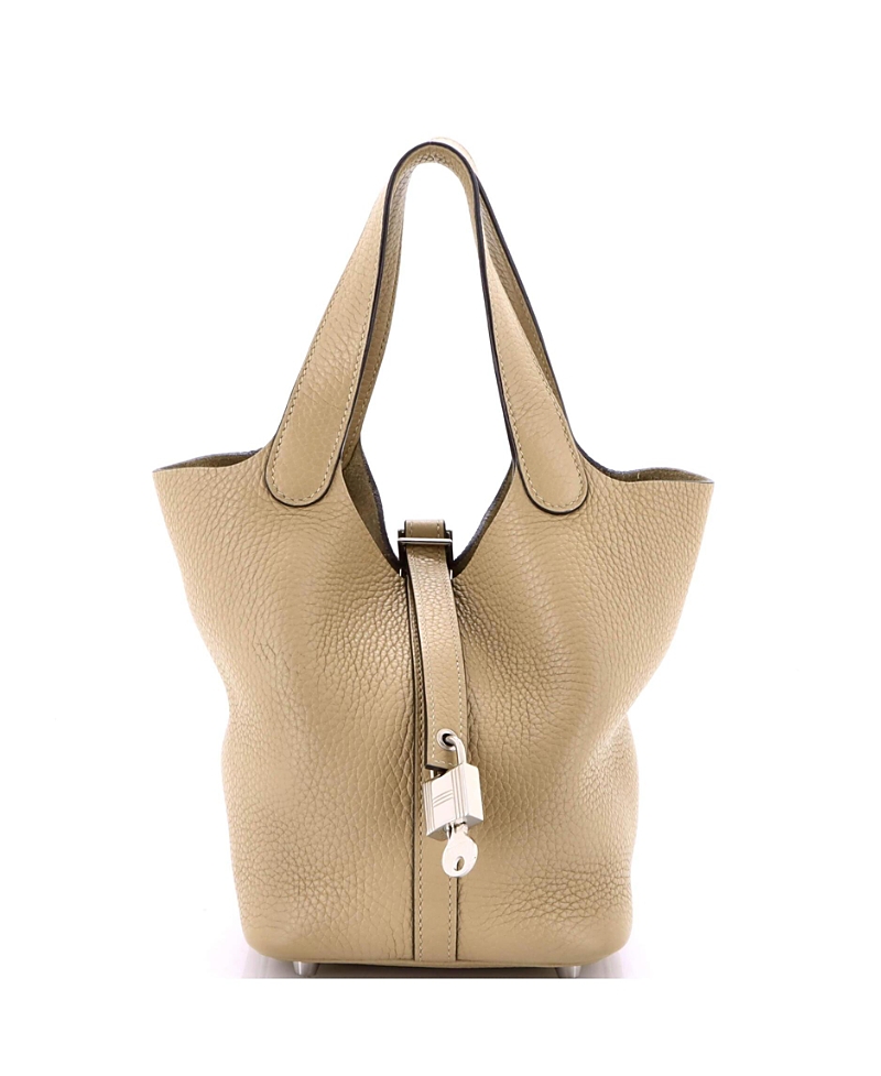 Pre-owned Pre-owned Hermes Hermes Pm Picotin Lock Bag Clemence In Neutral