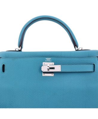 Kelly 28 Handbag Blue Togo with Palladium Hardware