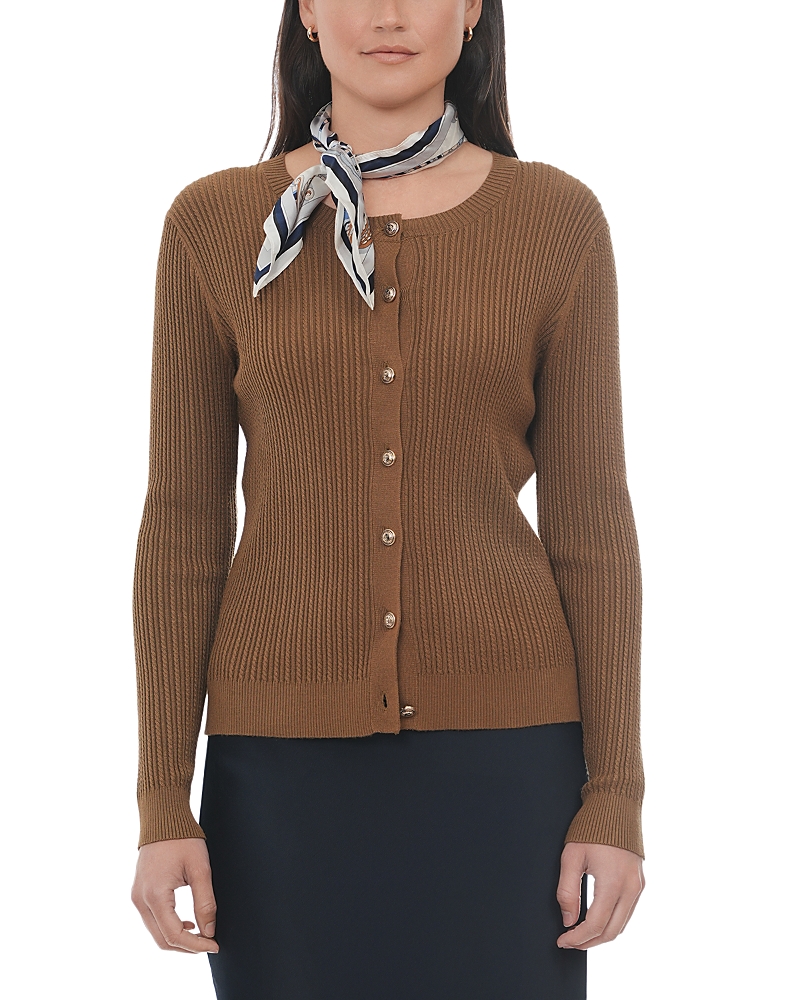 Point Tiny Cable Cardigan In Brown