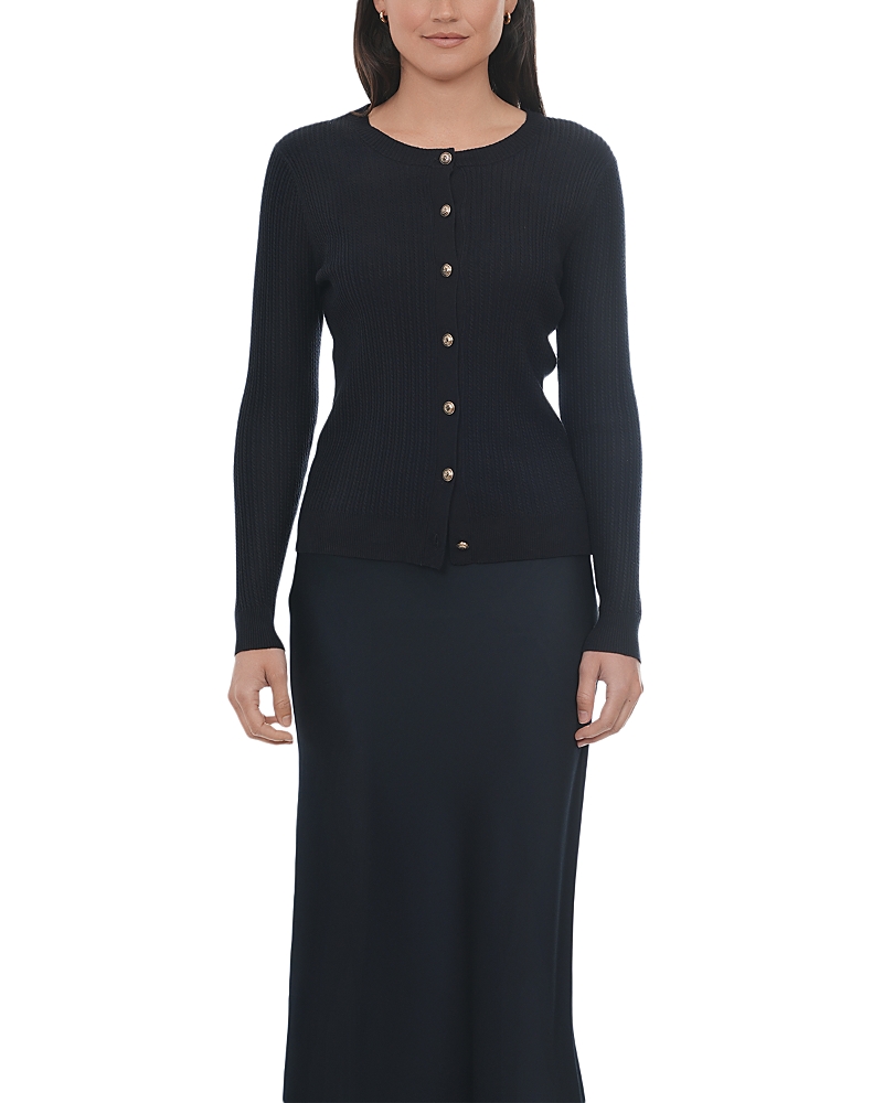 Point Tiny Cable Cardigan In Blue