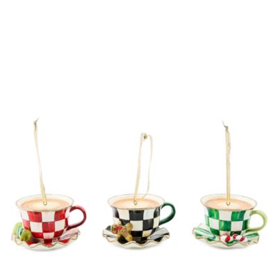 Check It Out Teacup Ornaments, Set of 3