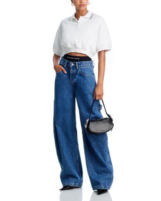 Relaxed Cropped Cinched Polo Top 